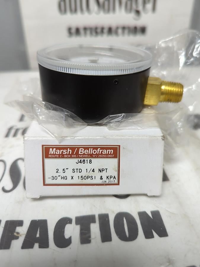 MARSH BELLOFRAM,J4618,2.5 INCH STD 1/4 NPT PSI GAUGE NEW