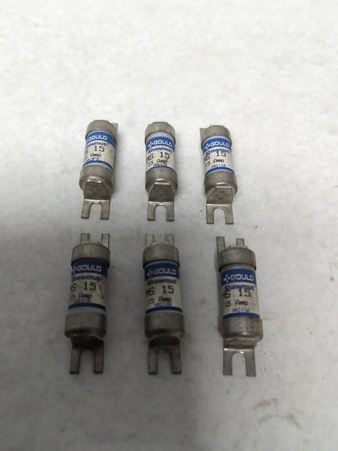 GOULD,MS-15,15 AMP 600V FUSE LOT OF 6 NOS