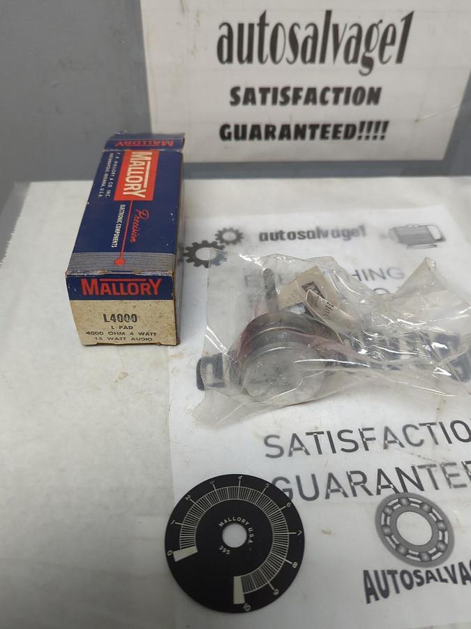MALLORY,L4000,4000 OHM 4WATT/15WATT AUDIO POTENTIOMETER NOS