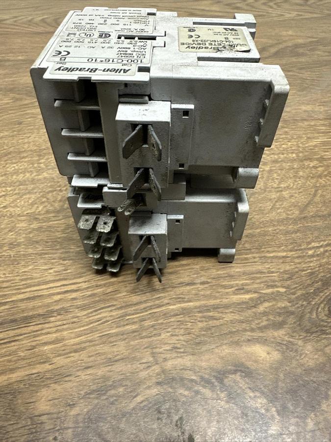 Used Allen Bradley,100-C16*10,Contactor (2) ea with Aux Contactor 100-A02