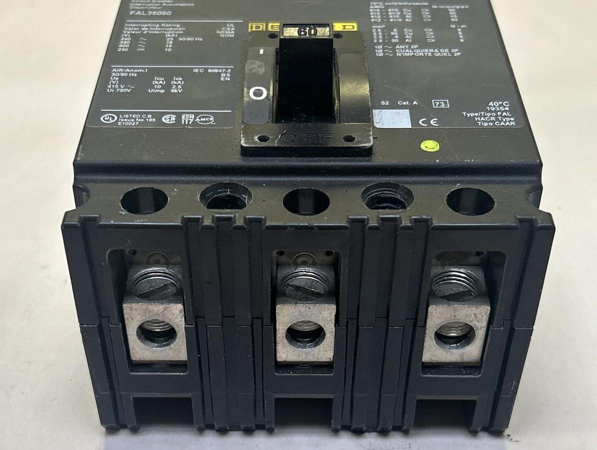 Used SQUARE D,FAL36060,CIRCUIT BREAKER 100A 600V 3P