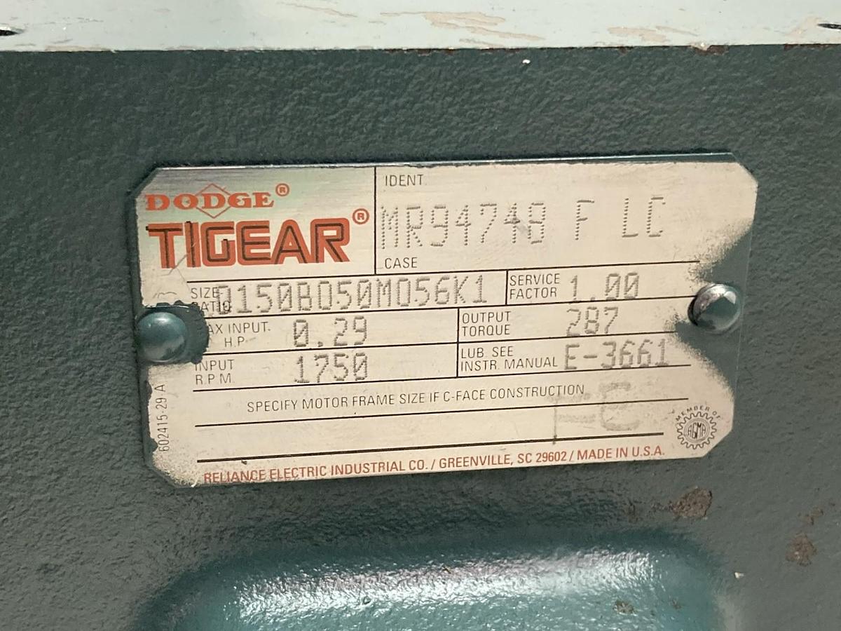 Dodge Tigear,MR94748-F-LC,Gearbox 1750rpm 0.29Hp