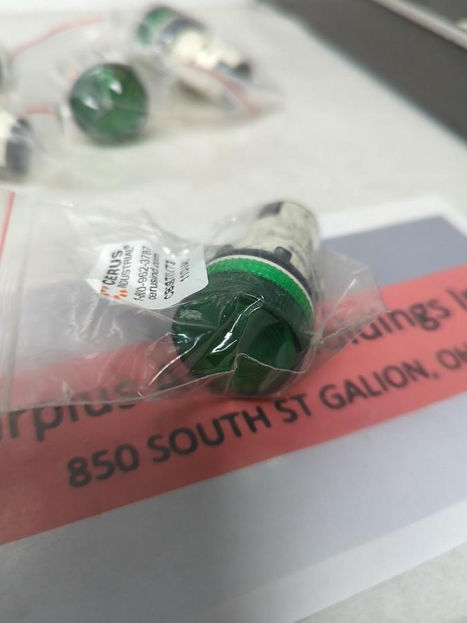 CERUS,CB2B7IV73,PILOT LIGHT GREEN 110V LOT OF 6 NOS