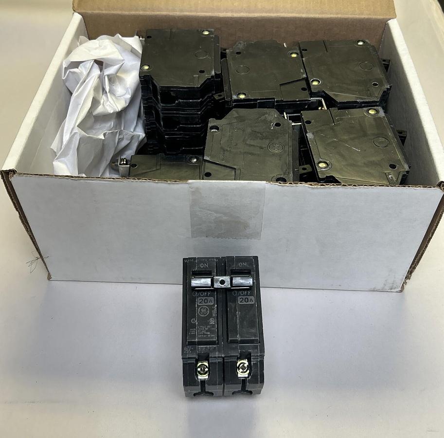Used GENERAL ELECTRIC,THQB2120,CIRCUIT BREAKER 20A 120/240V 2P LOT OF 12