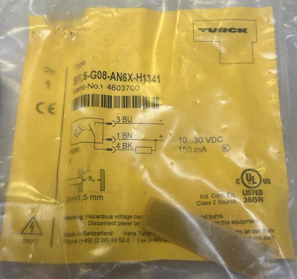 Used TURCK,BI1.5G08-AN6X-H1341,PROXIMITY SENSOR NOS