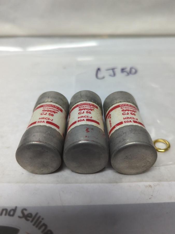 Used GOULD SHAWMUT,CJ-50,AMP-TRAP 50 AMP FUSE LOT OF 3 PRE-OWNED
