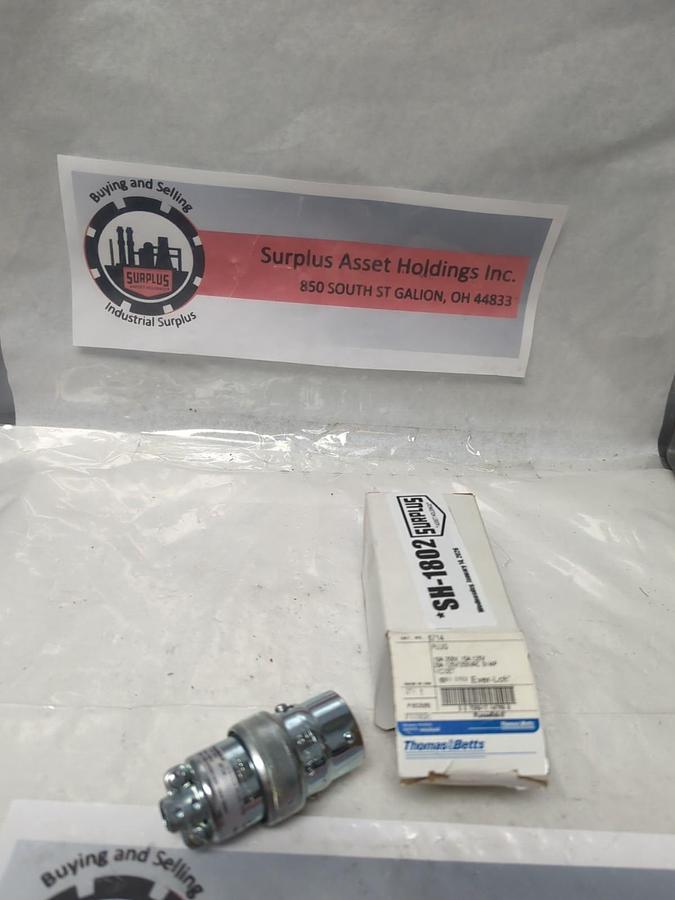 T&B RUSSELLSTOLL,8714,MIDGET EVER-LOC PLUG 10/15/20A 125/250VAC 3W4P NOS