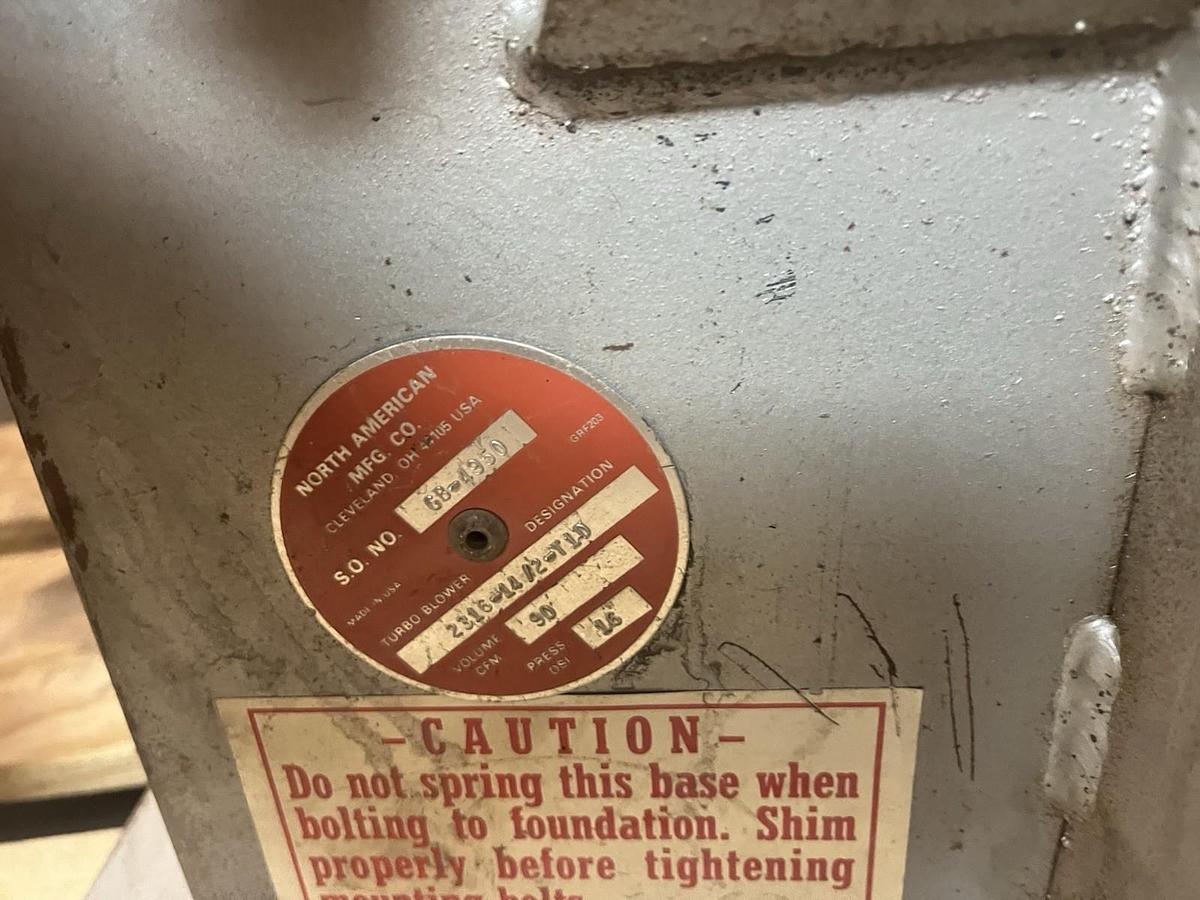 Used NORTH AMERICAN,2316-14/2-T10,TURBO BLOWER 90 CFM 1HP 230/460V 3450RPM 3PH