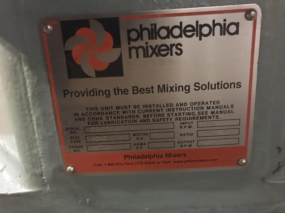 Philadelphia,4400,Industrial Mixer 2HP Input 1800RPM Output RPM 25 Ratio 70.6-1