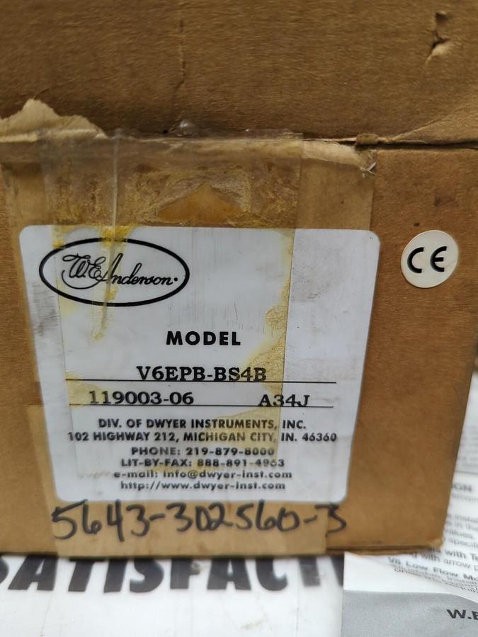 W.E. ANDERSON,V6EPB-BS4B,LIQUID FLOW SWITCH NOS