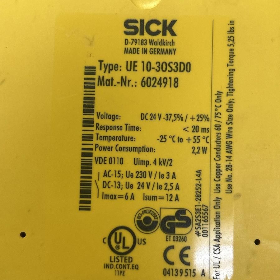 Used SICK,UE10-3OS3D0,SAFETY RELAY