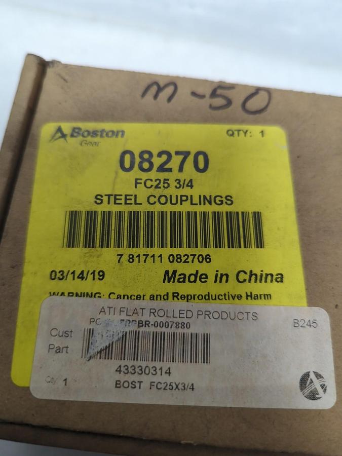 BOSTON,08270,STEEL COUPLING HALF BORE FC25 3/4 INCH NOS