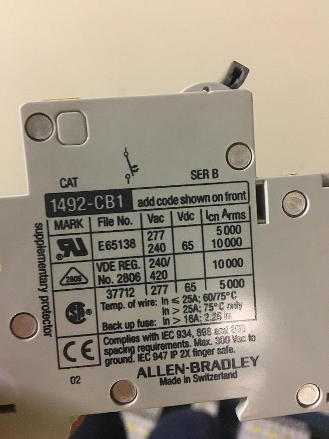 Allen Bradley,1492-ACB,Series B H1 G020 2A Circuit Breaker Lot Of 3