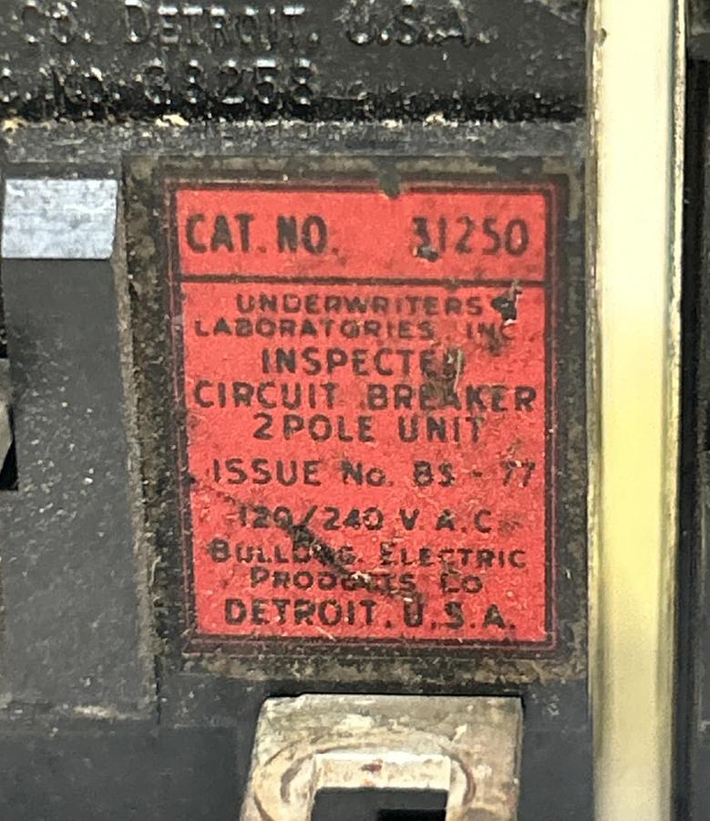 Used BULLDOG ELECTRIC,31250,PUSHMATIC CIRCUIT BREAKER 50A 120/240V 2P LOT OF 4