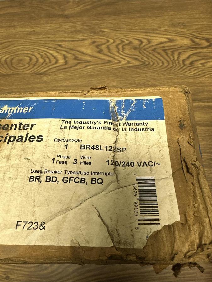 Eaton,BR48L125SP,125Amp 4 Space 8 Circuit Load Center