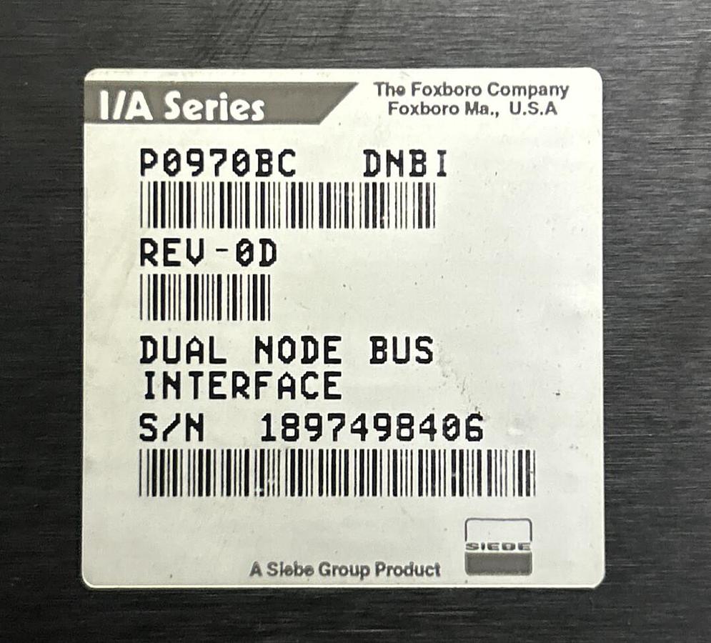 Used INVENSYS FOXBORO,P0970BC-DNBI,DUAL NODE BUS INTERFACE