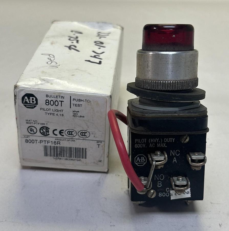 Used ALLEN BRADLEY,800T-PTF16R,RED PILOT LIGHT