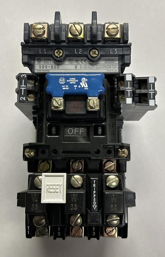 Used ALLEN BRADLEY,509-BOD,SER B STARTER SIZE 1 27A 600V