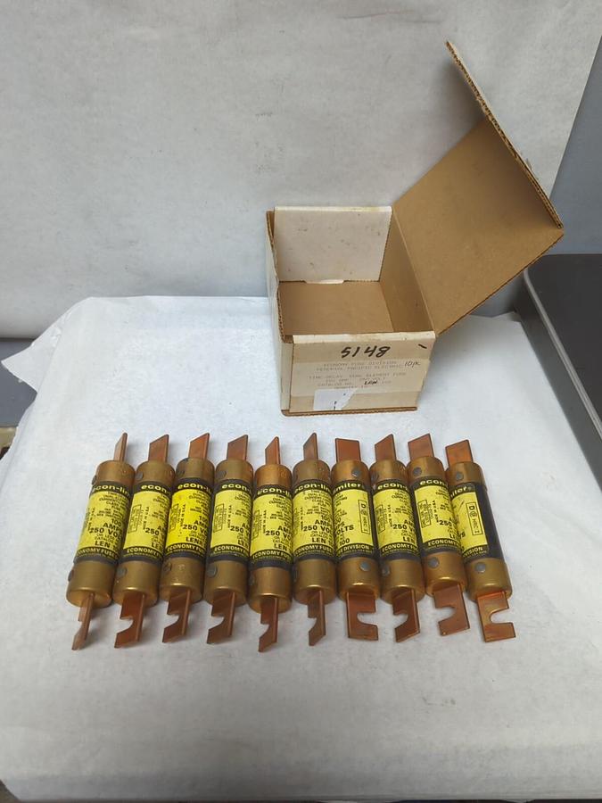 ECONOMY FEDERAL PACIFIC,LEN-100,TIME-DELAY 100 AMP FUSE LOT OF 10 NOS