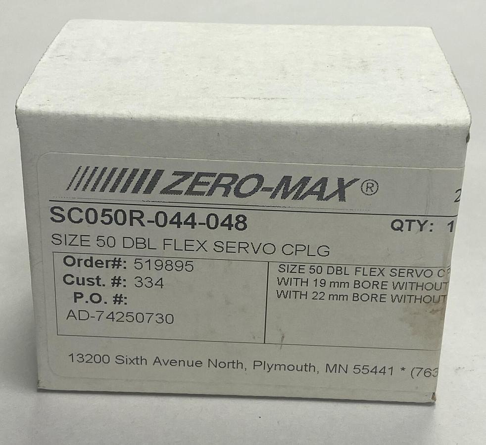 Zero-Max,SC050R-044-048,Size 50 DBL Flex Servo Coupling NOS