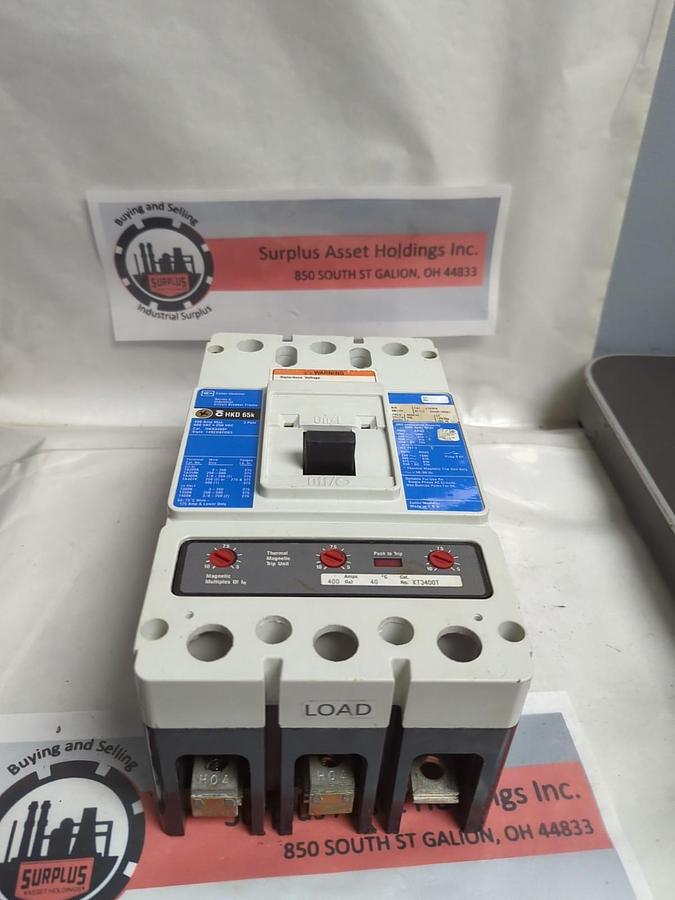 Used CUTLER-HAMMER,HKD3400F,CIRCUIT BREAKER 400 AMP 3-POLE STYLE 1492D82G03 PRE-OWNED