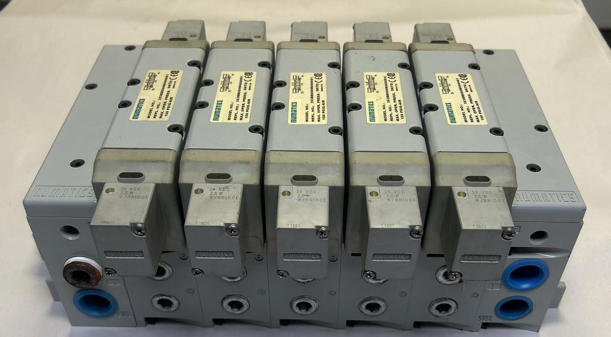Used NUMATICS,353BB500M000061,SOLENOID VALVE W/ PNEUMATIC ASSEMBLY MANIFOLD