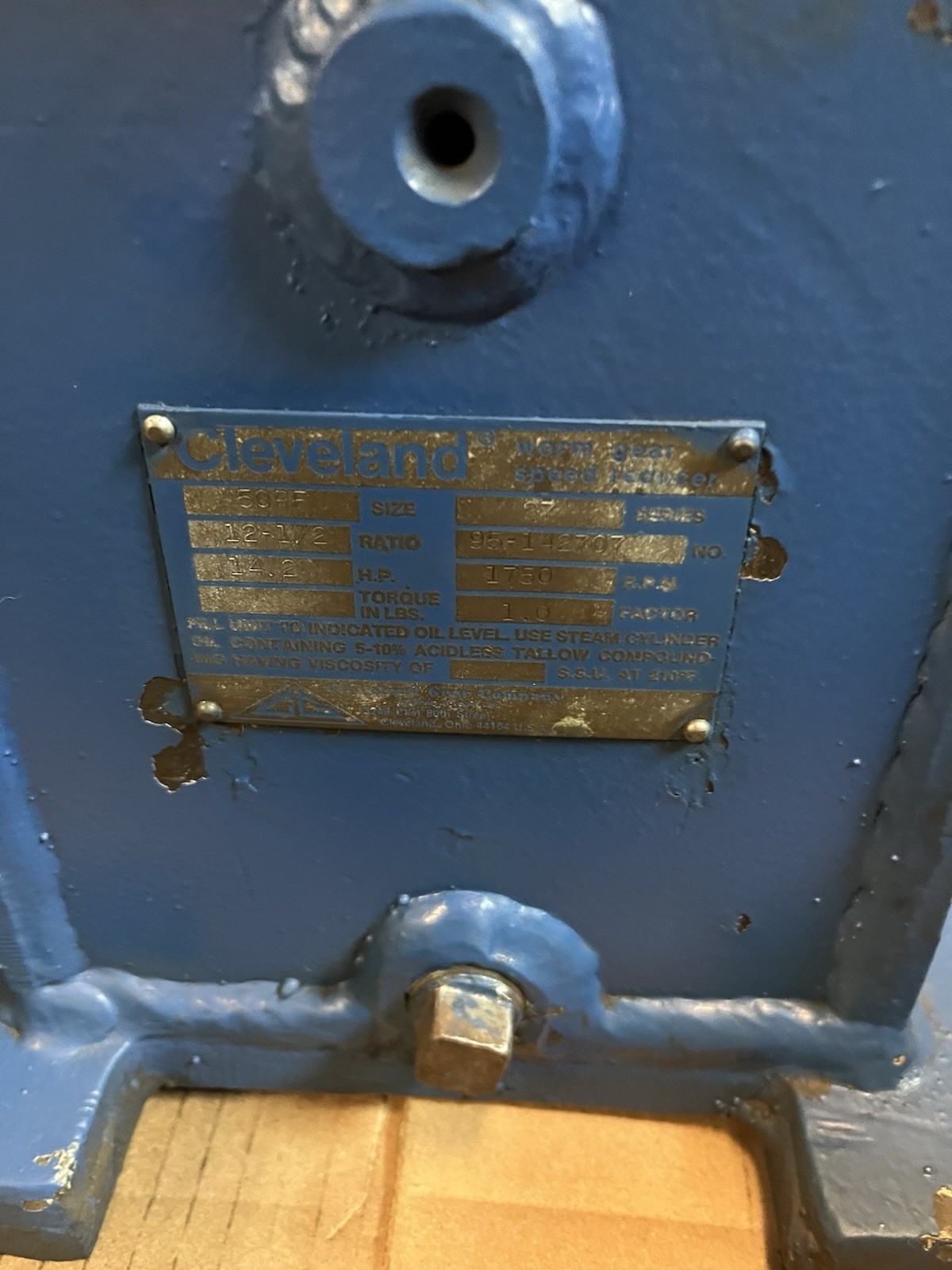 Used CLEVELAND,50RF,GEAR REDUCER 14.2HP 1750RPM RATIO 12.5