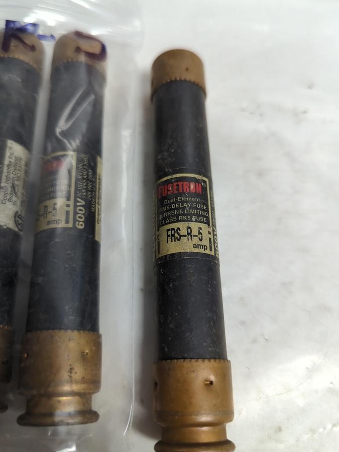 Used COOPER BUSSMANN,FRS-R-5,FUSETRON FUSE 5 AMP LOT OF 3 PRE-OWNED