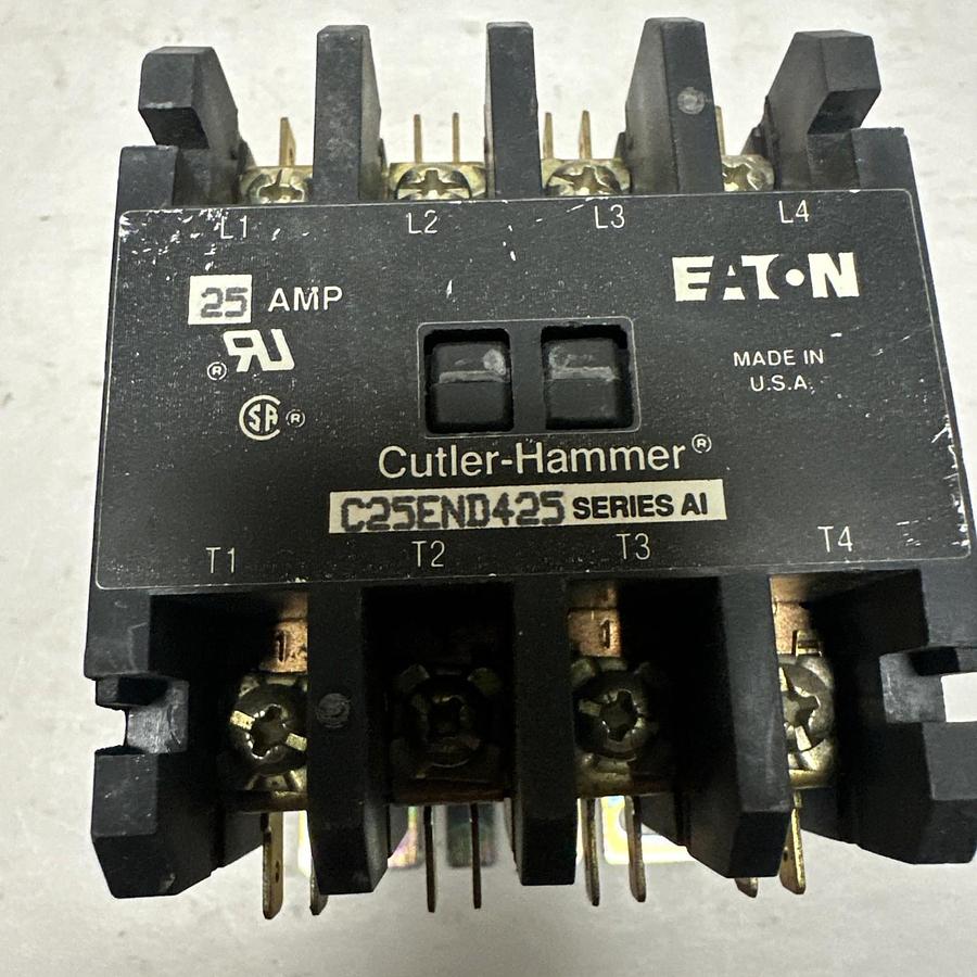Used Cutler-Hammer,C25END425,120V 25Amp Definite Purpose Contactor