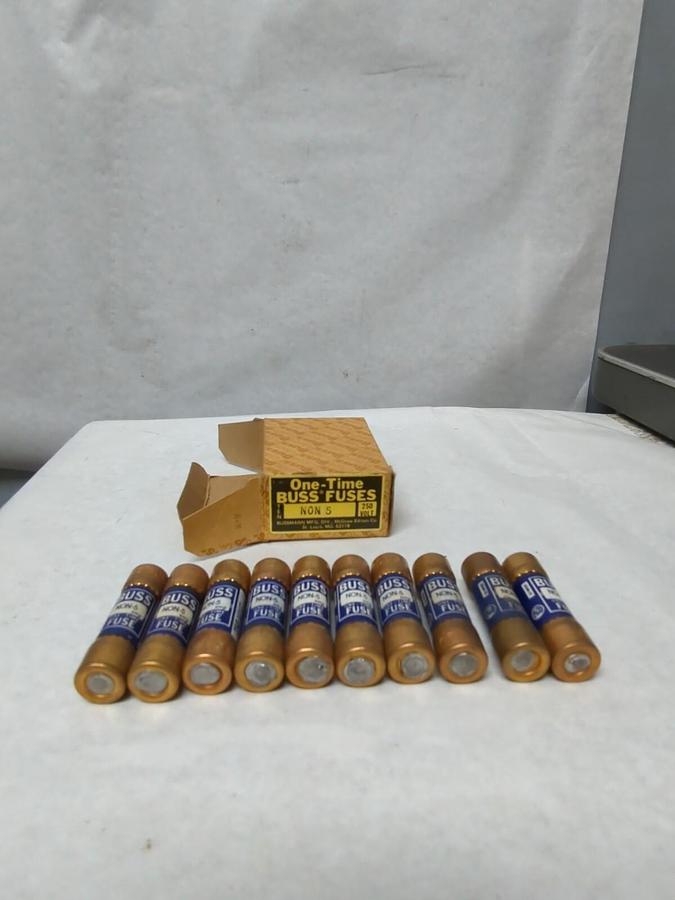 BUSSMANN,NON 5,ONE-TIME 5 AMP FUSES BOX OF 10 NOS