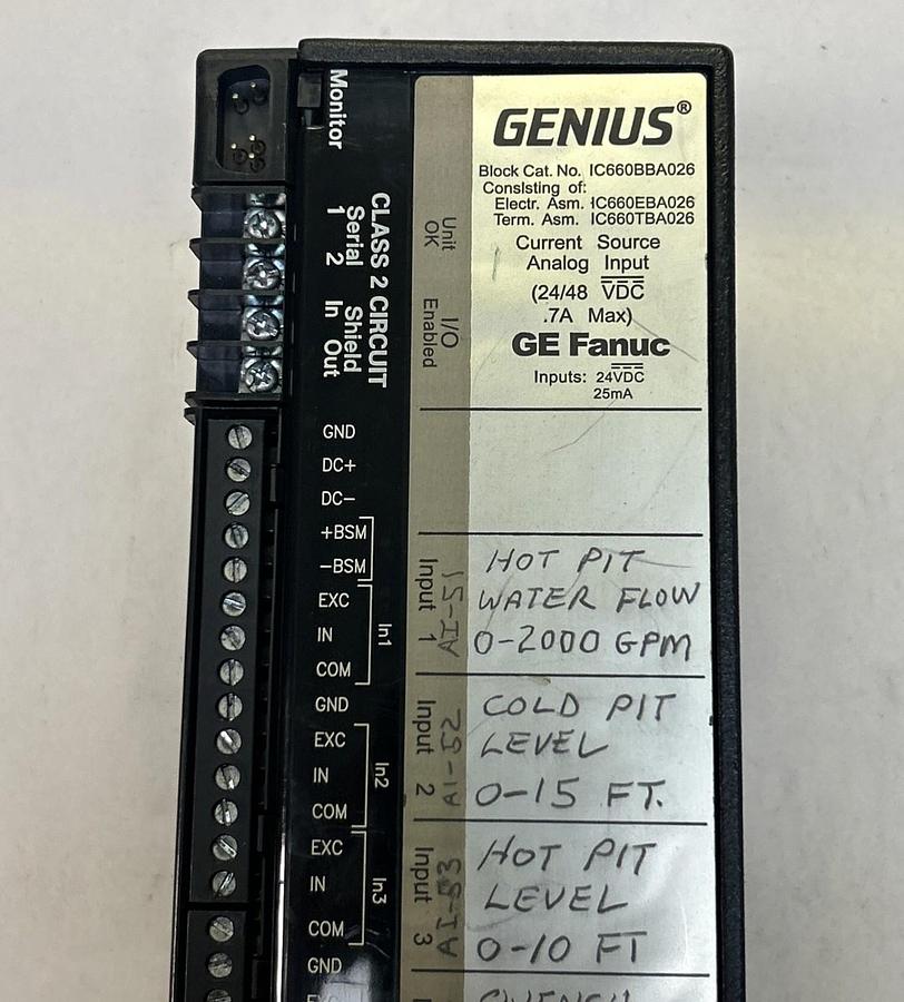 Used GE FANUC,IC660BBA026,CURRENT SOURCE ANALOG INPUT GENIUS MODULE