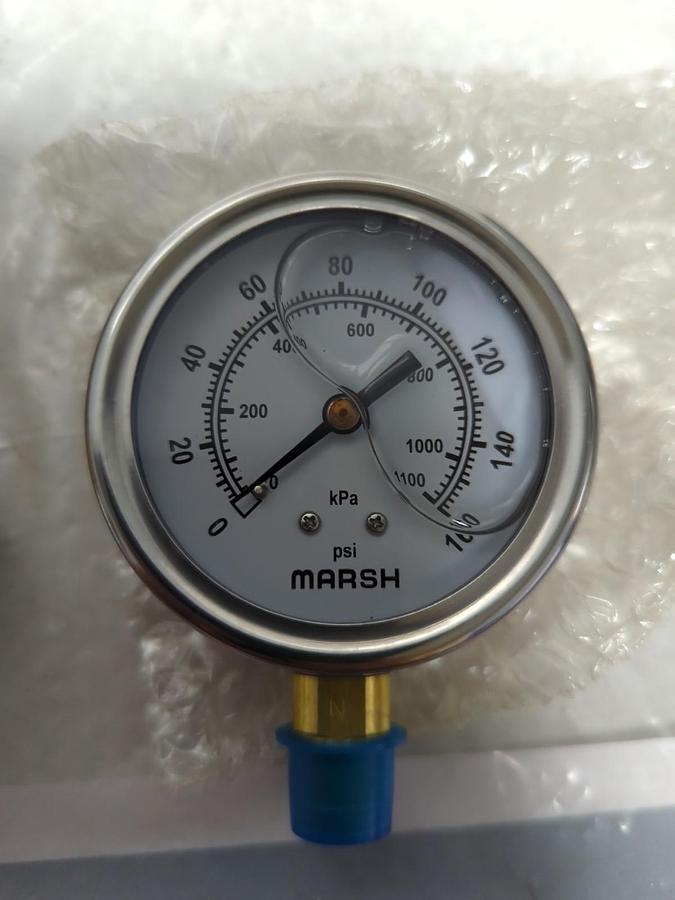 MARSH,0-160/0-1100,GAUGE 2-1/2 IN FACE 1/4 IN NPT BOTTOM CONNECTION NOS