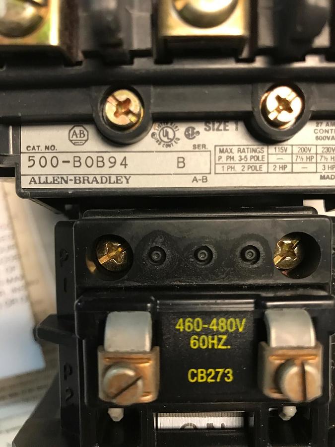 Used Allen Bradley,500-BOB94,AC Contactor Size 1 NOS