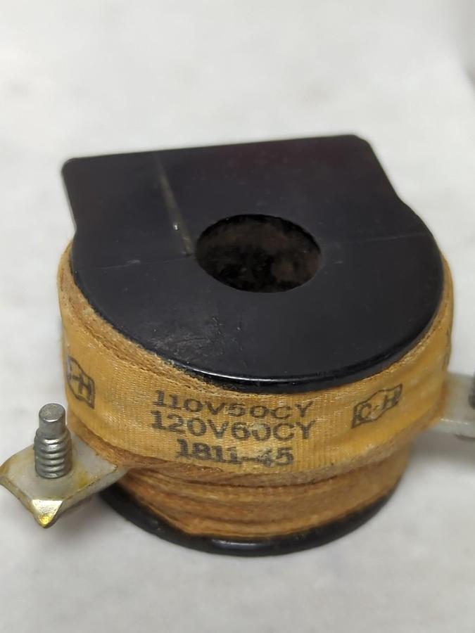 Used CUTLER-HAMMER,1811-45,COIL 110V 50HZ/CY 12OV 60HZ/CY LOT OF 2 PRE-OWNED