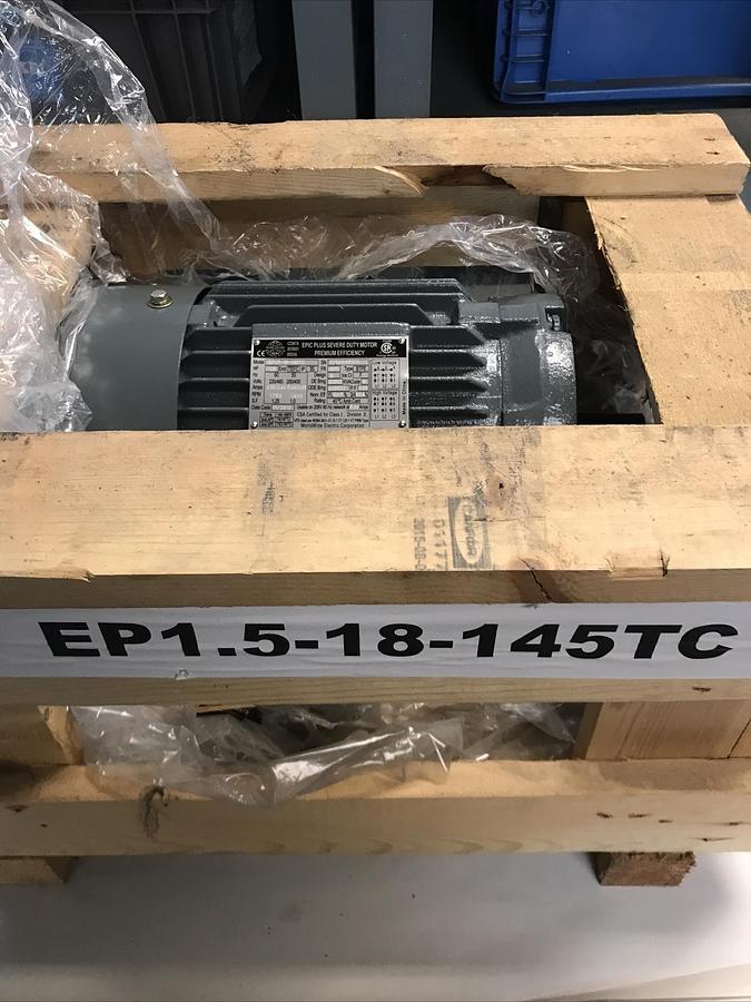 Used Epic Plus,EP1.5-18-145TC, Severe Duty Motor 1.5HP 1750RPM 230/460V Fr 145TC NOS