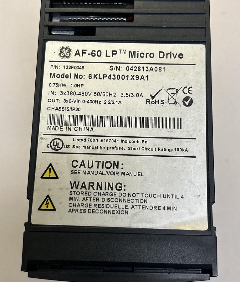 Used GENERAL ELECTRIC GE,6KLP43001X9A1,MICRO DRIVE 0.75KW 1HP