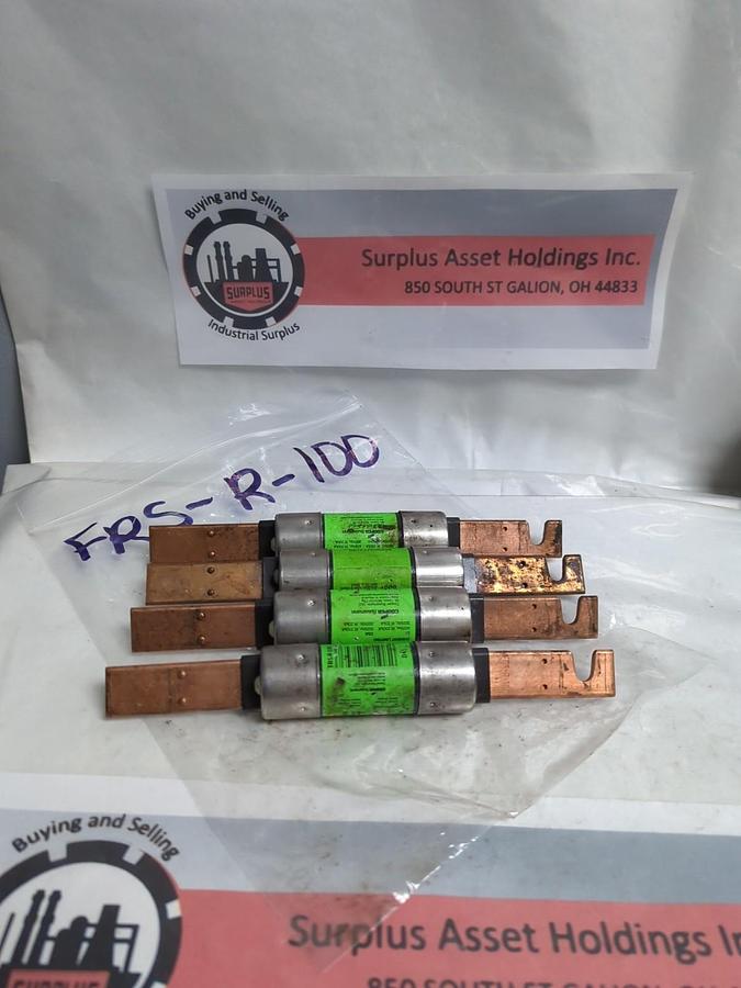 Used COOPER BUSSMANN,FRS-R-100,FUSETRON 100 AMP FUSE LOT OF 4 PRE-OWNED