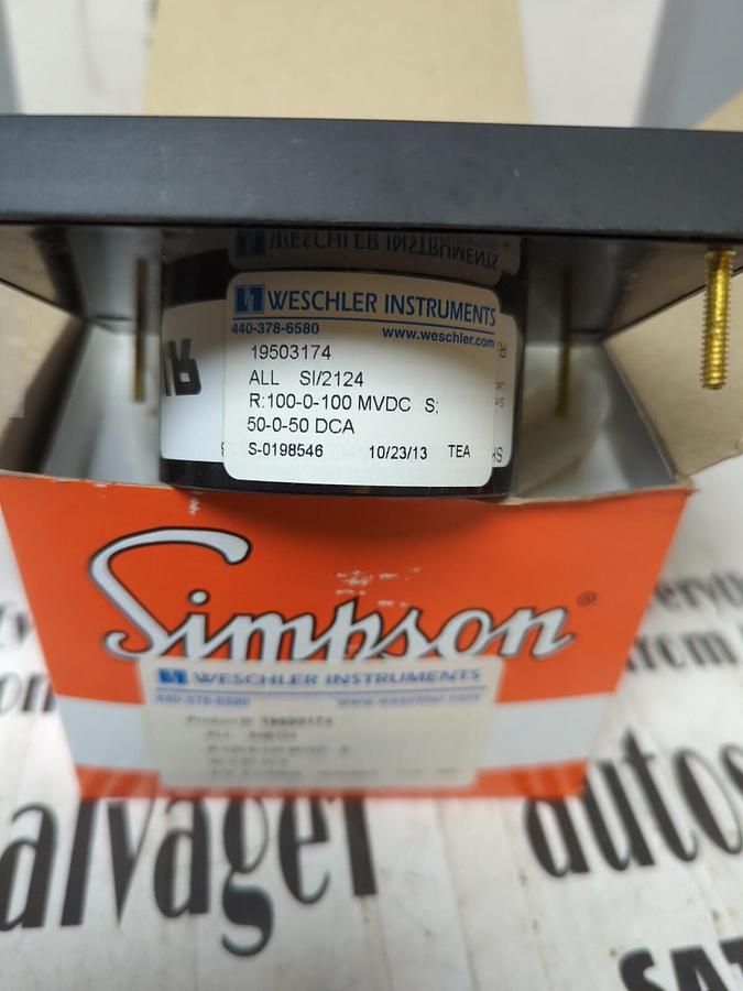 SIMPSON WESCHLER,AL SI/2124,PANEL METER 50-0-50 DCA NOS