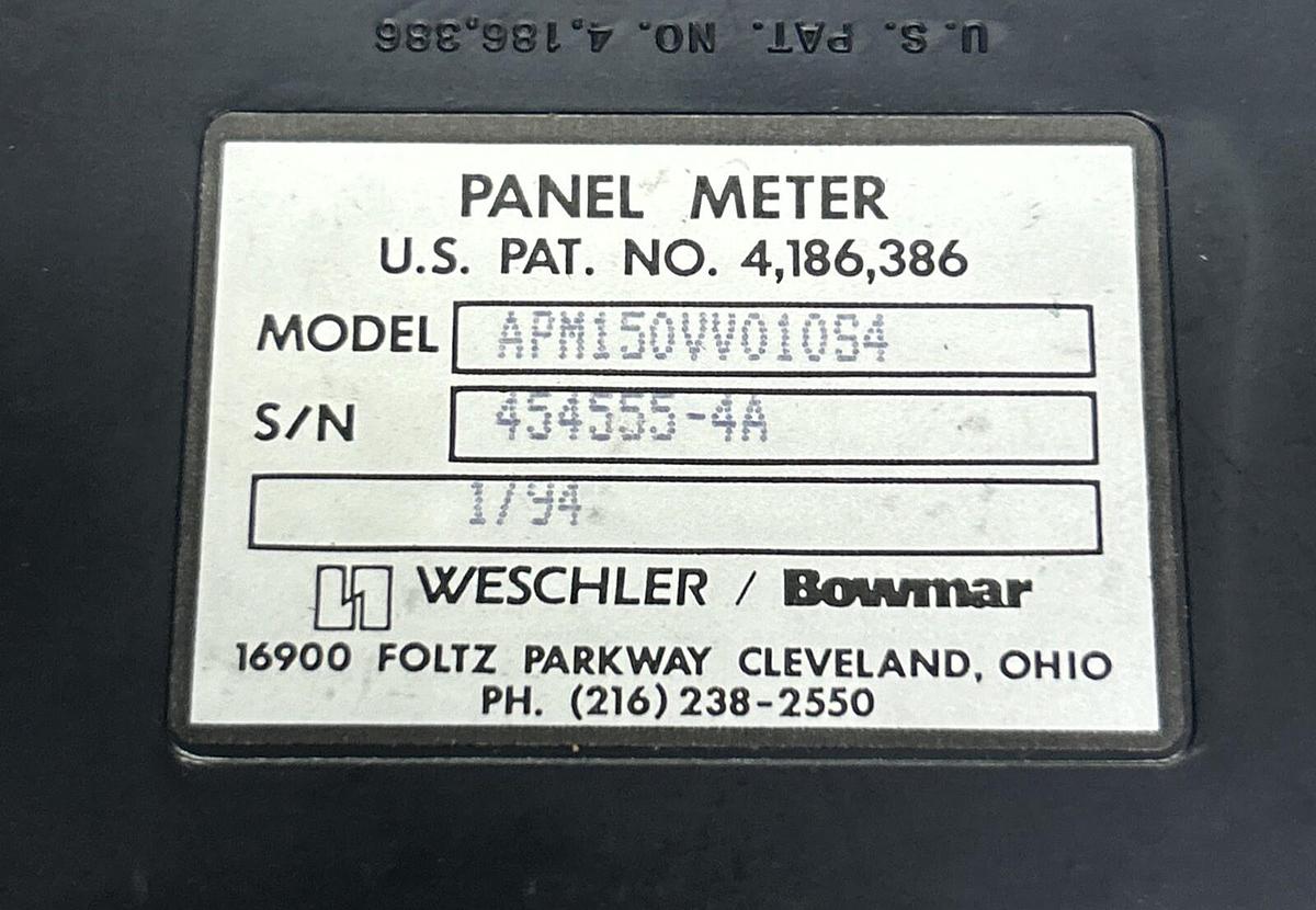 Used WESCHLER / BOWMAR,APM150VV010S4,PANET METER
