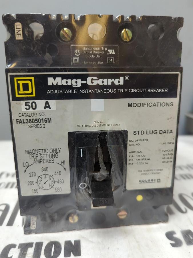 SQUARE D,FAL2605016M,50Amp 600V CIRCUIT BREAKER NEW