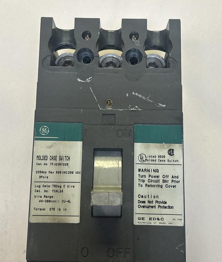 Used GE,TFJ236Y225,CIRCUIT BREAKER 225A 600V 3POLE
