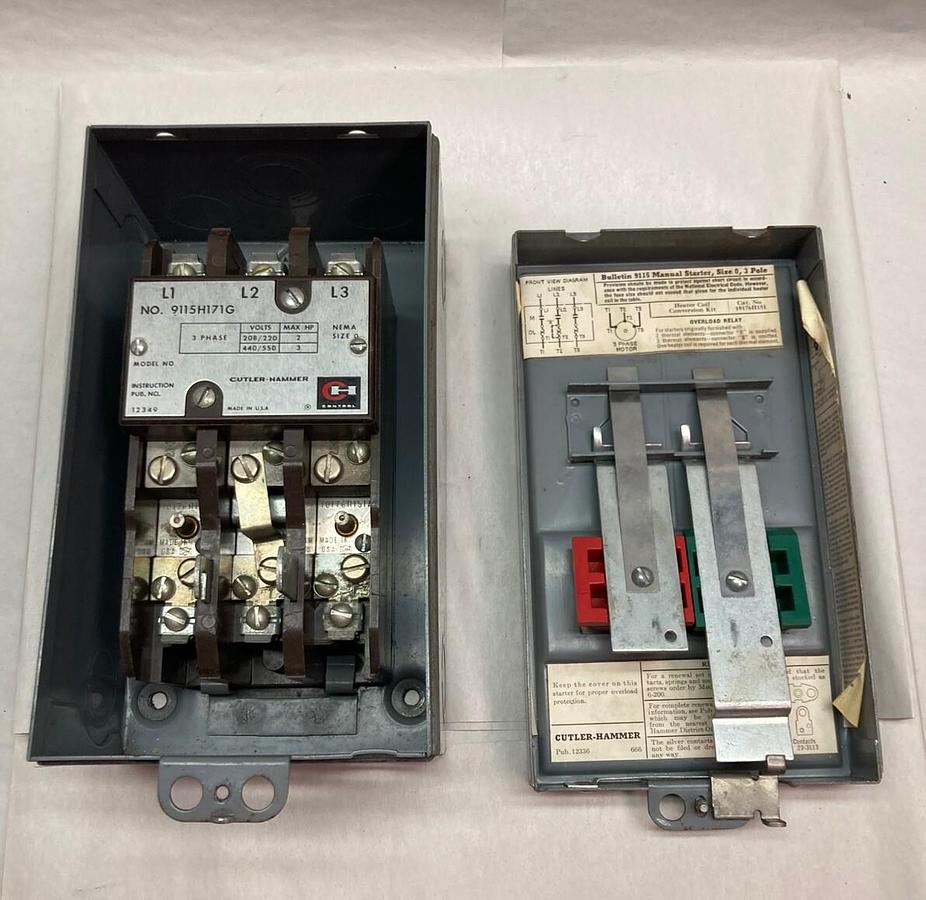 Used Cutler-Hammer,9115H171G,3-Pole Motor Starter and Enclosure Size 0