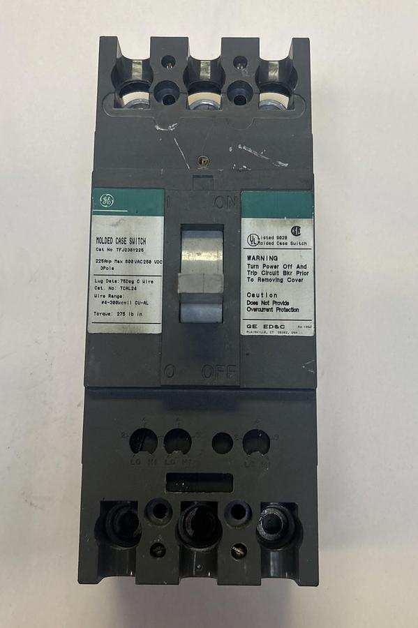 Used GE,TFJ236Y225,CIRCUIT BREAKER 225A 600V 3POLE