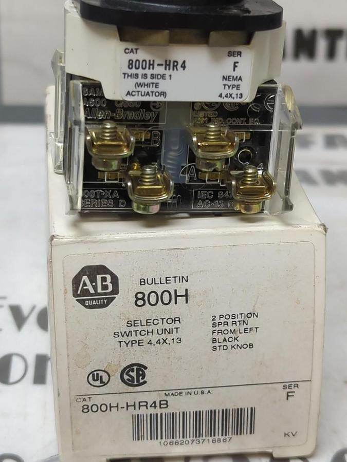 ALLEN BRADLEY,800H-HR4B,SERIES-F 2-POSITION SELECTOR SWITCH TYPE 4