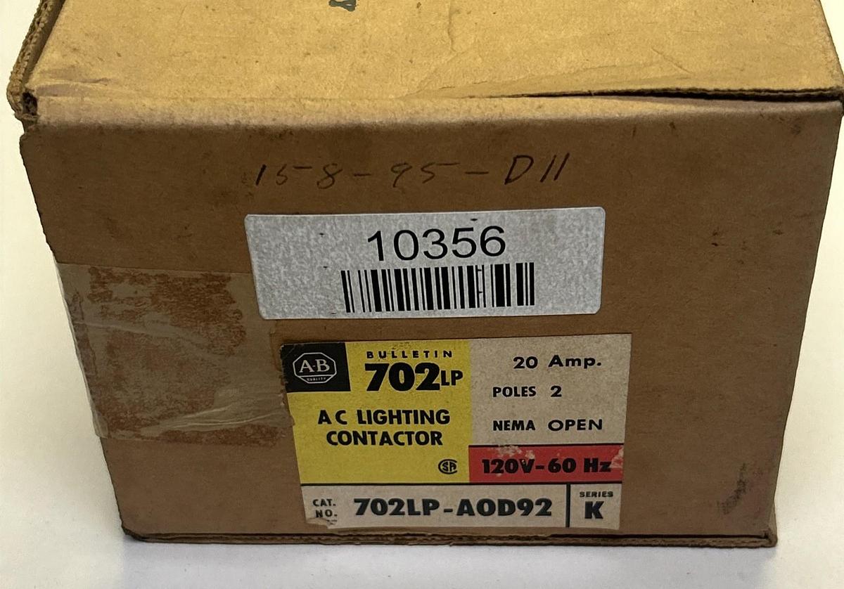 ALLEN BRADLEY,702LP-A0D92,AC LIGHTING CONTACTOR 20A 120V NOS