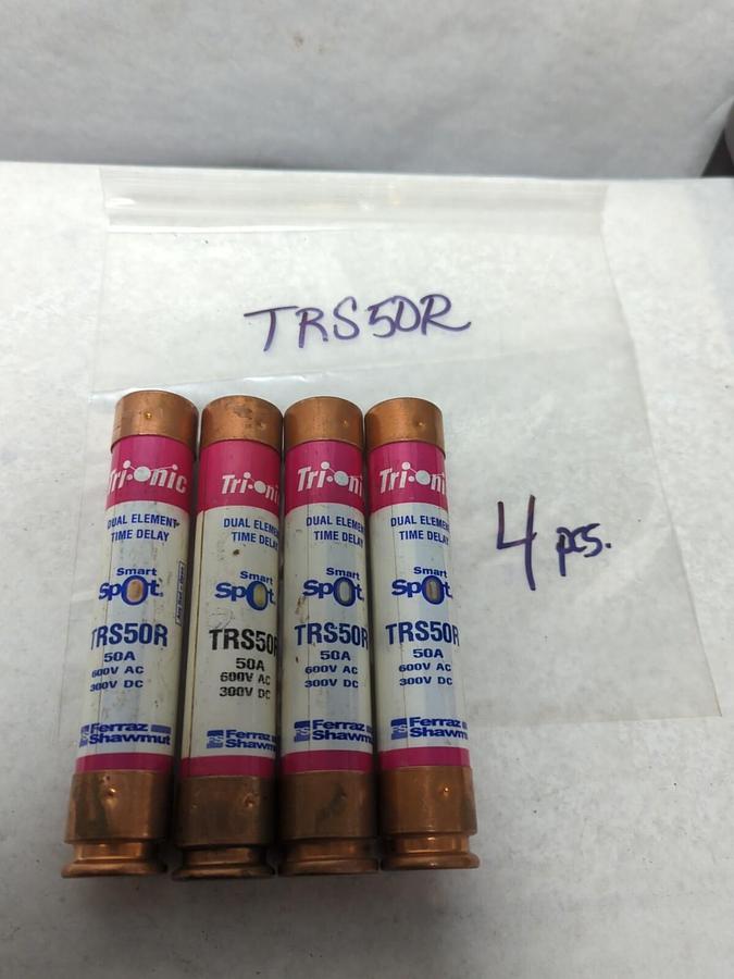 Used FERRAZ SHAWMUT,TRS50R,SMART SPOT 50 AMP FUSE LOT OF 4 PRE-OWNED