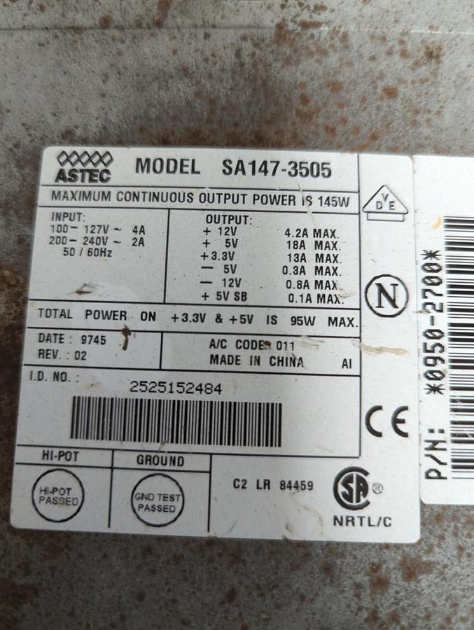 Used ASTEC,SA147-3505,POWER SUPPLY PRE-OWNED