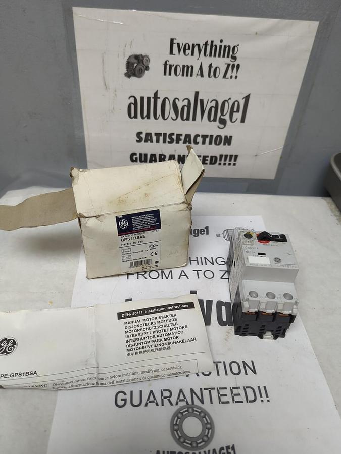 GENERAL ELECTRIC,GPS1BSAE,MANUAL MOTOR STARTER 100kA NOS