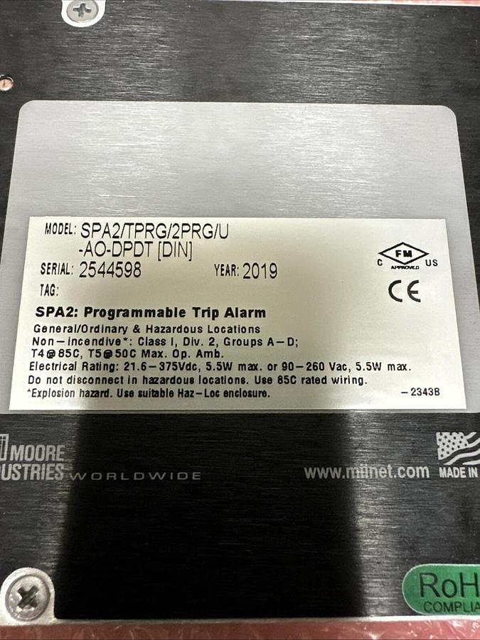 Moore,SPA2/TPRG/2PRG/U-AO-DPDT (DIN),Programmable Trip Alarm