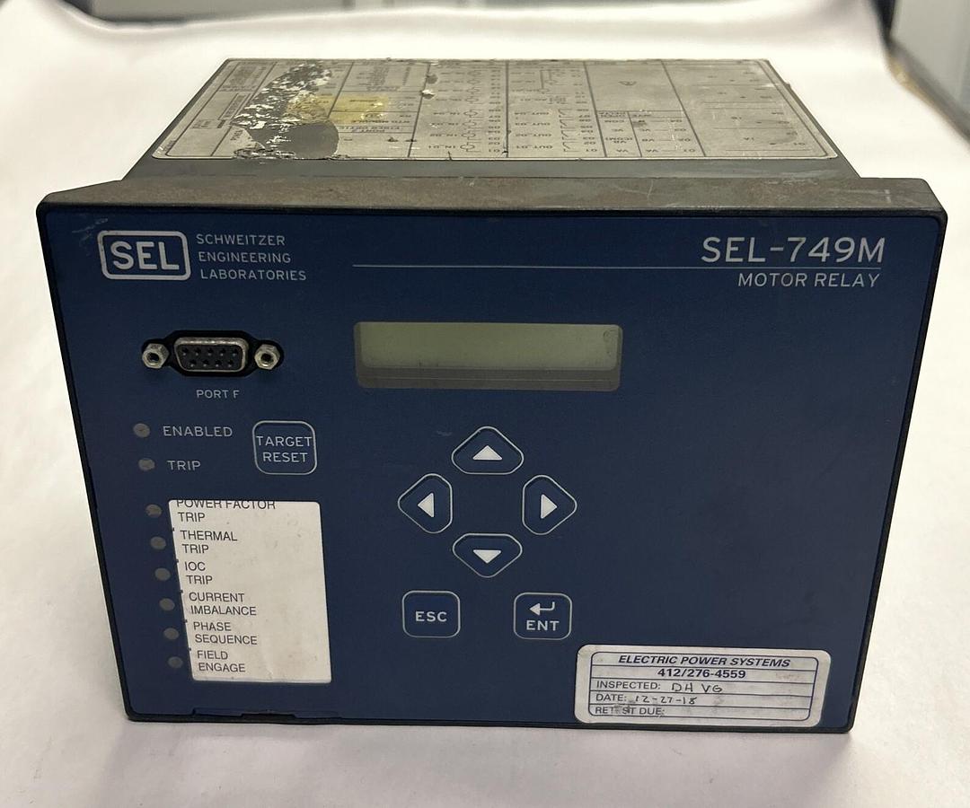 Used SEL,SEL-749M,MOTOR RELAY PROCESS CONTROL UNIT